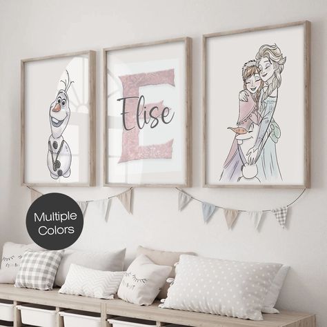 Elsa Bedroom Ideas, Frozen Bedroom Ideas, Frozen Girls Bedroom, Frozen Room Decor, Frozen Wall Art, Frozen Themed Bedroom, Nursery Name Art, Frozen Bedroom, Cute Frozen