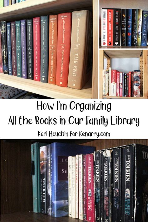 Learn how to organize adult and kids books in your home library using a simple system and an app. Keep track of what you own, what you’ve read, and what’s on your wish list. #kenarry #ideasforthehome Personal Library Organization, Library Classification, At Home Library, Book Caddy, Books At Home, Organize Books, Stencils Tutorials, Library Organization, Reading Diy