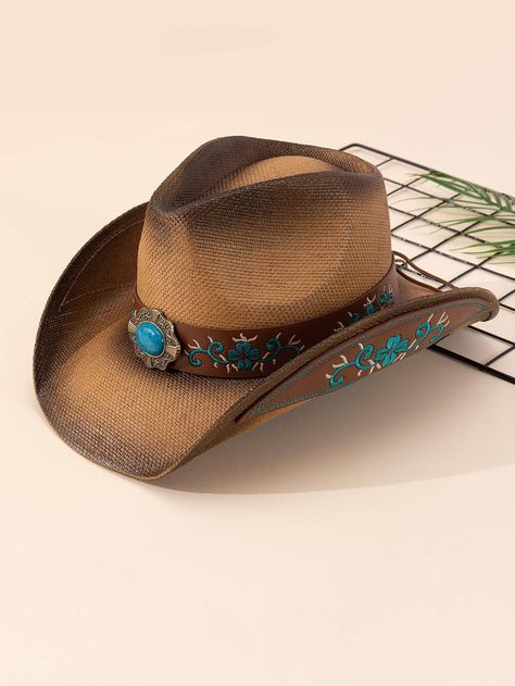 Cowboy Hat Crafts, Straw Cowgirl Hat, Horse Riding Helmets, Turquoise Decor, Head Coverings, Felt Cowboy Hats, Succulent Gardening, Cowgirl Hat, Cowgirl Outfits