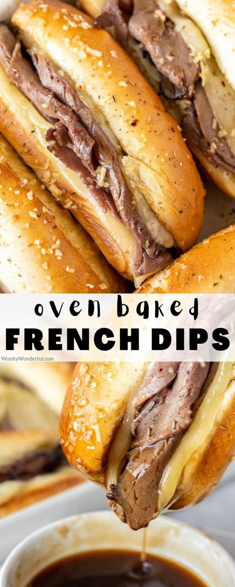 Stove Top French Dip Sandwich, Baked Roast Beef Sandwiches, French Dip Oven, Arbys French Dip Sandwich, French Dip Sandwich Stovetop, French Dip Stove Top, Easy French Dip Sandwiches Deli Meat, Man Meals Dinners, Sandwich Ideas For A Crowd