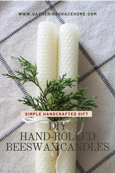 Wrapping Taper Candles For Gifts, Beeswax Candles Taper, Hand Dipped Candles Diy, Hand Rolled Beeswax Candles, Making Taper Candles, Rosemary Candle Diy, Rolled Beeswax Candles Diy, Christmas Beeswax Candles, Diy Taper Candle Holders