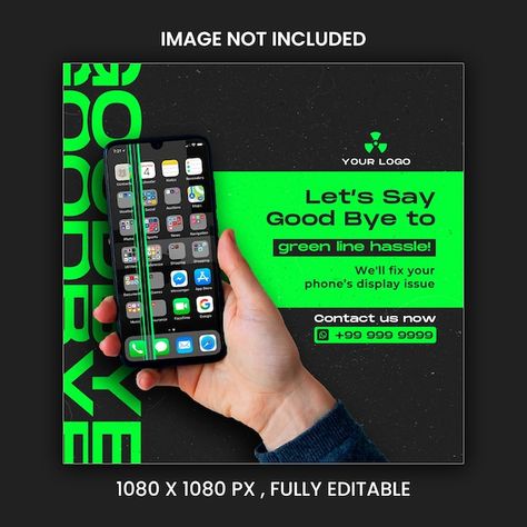 Green line smart phone repairing social ... | Premium Psd #Freepik #psd #fix #design #repair #shop Phone Social Media Design, Notion Hacks, Graphic Layout, Refurbished Phones, Social Design, Social Media Post Design, Iphone Repair, Mobile Phone Repair, Social Media Design Inspiration