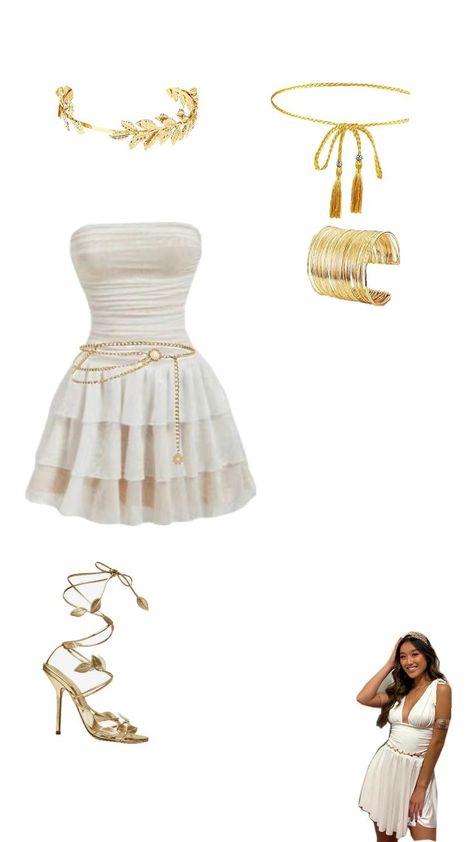 ....... Greek Gods And Goddesses Outfits, Goddess Asthetics Outfit, Greek Goddess Costume College, Roman Outfits, Goddess Costume Halloween, Greek Goddess Halloween Costume, Aphrodite Costume, Greek Goddess Costume Halloween, Goddess Halloween Costume