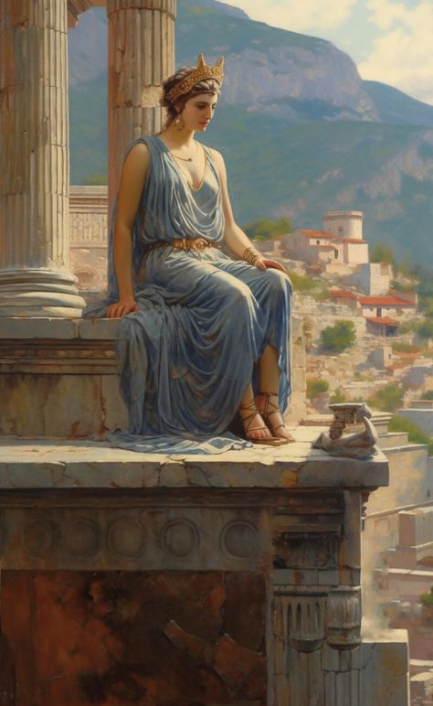 Ancient Greece Aesthetic, Oracle Of Delphi, Mythology Paintings, Greece Painting, Greek Paintings, Greece Mythology, Social Contract, Pre Raphaelite Art, Greek Goddesses