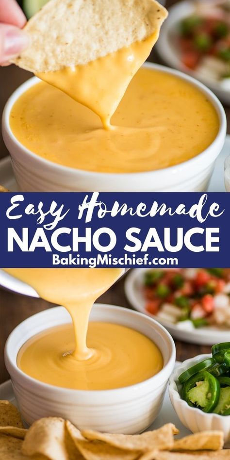 Easy Nacho Cheese Recipe, Easy Nacho Cheese Sauce, Easy Nacho Cheese, Nachos Cheese Recipe, Nacho Sauce, Easy Gravy Recipe, Easy Nachos, Luncheon Ideas, Homemade Nachos