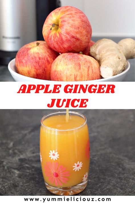 Apple ginger juice is a healthy drink. So refreshing! Ginger Apple Juice, Apple Juice Recipe, Nutrient Dense Smoothie, Apple Drinks, Ginger Drink, Lemon Diet, Raw Juice, Juicy Juice, Detox Juice Recipes