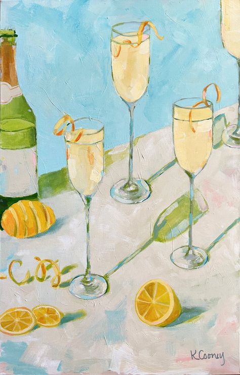 CITRON CHAMPAGNE – Kristin Cooney Studio Champagne Art Print, Champagne Brunch, College Living, Float Frame, Summer 24, Champagne Flutes, New Wall, Artist Canvas, Abstract Floral