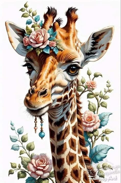 Giraffe Illustration, Happy Day Quotes, Decoupage Printables, Happy Birthday Art, Giraffe Art, Vintage Printables, Flower Wallpaper, Animal Paintings, Christmas Art