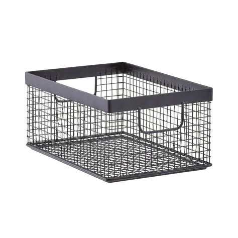 Design Ideas Black Wire Grid Storage Bins | The Container Store Black Wire Basket, Decorative Storage Boxes, The Container Store, Organization Solutions, Container Store, Wire Baskets, Storage Bins, Decorative Storage, Storage Boxes