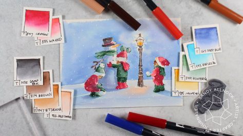 Stamped Watercolor: Inspiration Watercolor Christmas Card, Sandy Allnock, Art Impressions Stamps, Watercolor Christmas Cards, Ranger Ink, Art Impressions, Watercolor Christmas, Conversion Chart, Winter Cards