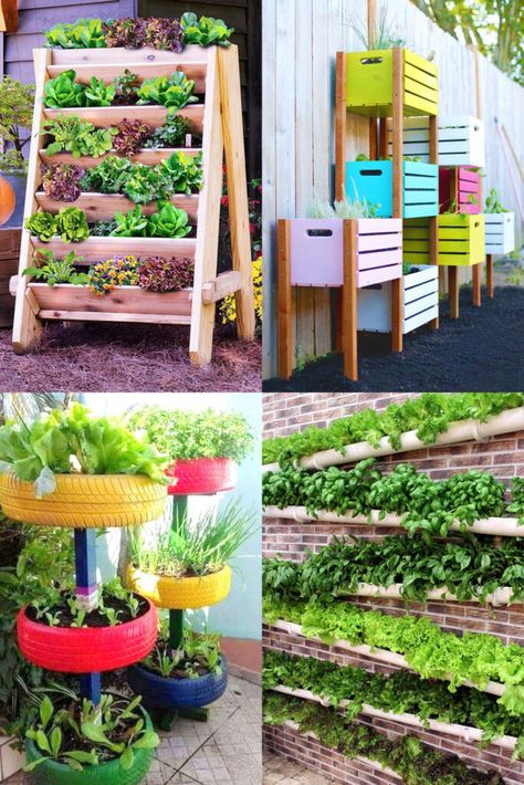 35 creative container vegetable garden ideas such as beautiful planters, vertical gardening, DIY pots, grow bags, & transforming recycled gallon buckets! - A Piece of Rainbow, backyard, garden, vegetable gardening ideas, small space tips, grow your own food, homestead, homesteading, spring, summer, edible garden, landscaping Rental Vegetable Garden, Tiny Vegetable Garden Small Spaces, Small Yard Veggie Garden Ideas, Portable Vegetable Garden, Vegetable Garden Diy On A Budget, Patio Container Gardening Vegetables, Diy Veg Planters, Vegetable Container Garden Ideas, Garden Ideas For Kindergarten