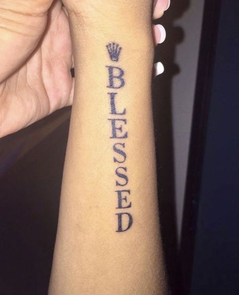 Blessed. ~||bby.yaya||~ Back Of Ankle Tattoo, Blessed Tattoo, Blessed Tattoos, Cute Hand Tattoos, Inspiration Tattoos, Dope Tattoos For Women, Stylist Tattoos, Cute Tattoos For Women, Girly Tattoos