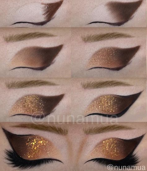 Gold Eyeshadow Tutorial Step By Step, Masquerade Ball Makeup Eye Make Up, Makeup Dorado, Maquillage Yeux Cut Crease, Maquillage On Fleek, Vibrant Makeup, Drag Make-up, Prom Eye Makeup, Beginners Eye Makeup