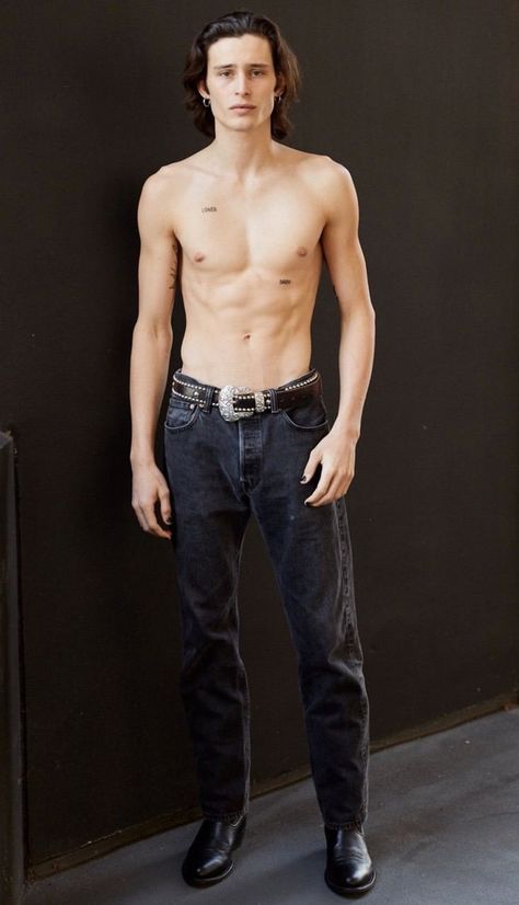 Male Models Poses Reference Standing, Front Facing Body Reference, Male Body Claim, Anatomy Reference Male, Tripp Kilpatrick, Tripp Bowers, Mesomorph Body, Boys Long Hairstyles, Body Reference Poses