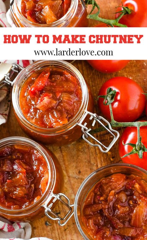 Here's how to make basic homemade tomato chutney the easy way, perfect to serve with sandwiches, roasts and BBQ, curries, added to dips and so much more #tomatochutney #homemadechutney #chutneyrecipes #easychutneyrecipe #howtomakechutney #larderlove Easy Tomato Chutney, Chutney Recipes Easy, Tomato Relish Recipe Easy, Tomato Chutney Recipes, Allotment Recipes, Pickled Recipes, Tomato Chutney Recipe, Easy Roast Chicken, Cranberry Chutney