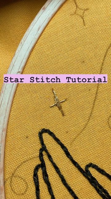 Embroidery Star Stitch, Beaded Star Embroidery, Hand Embroidery Star Stitch, Small Star Embroidery, Moon Embroidery Tutorial, Moon And Stars Embroidery Pattern, Star Stitch Embroidery Tutorial, How To Embroider Stars Easy, Gold Star Embroidery