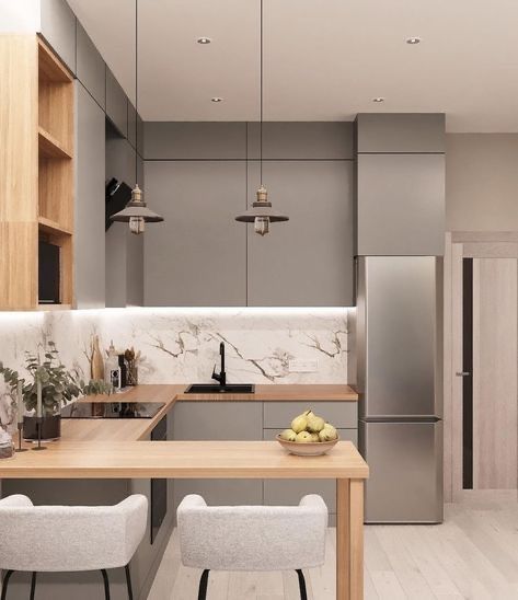 Desain Pantry, Small Apartment Interior, Condo Interior, Modern Kitchen Interiors, Kitchen Interior Design Decor, Kitchen Interior Design Modern, House Design Kitchen, Kitchen Design Decor, Kitchen Room Design