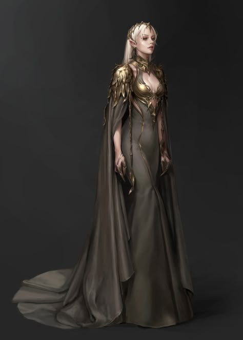 Fantasy Art Dress, Dessin Game Of Thrones, Look Gatsby, Two And Half Men, Elven Queen, Elven Dress, Fantasy Queen, Elf Dress, Queen Outfits