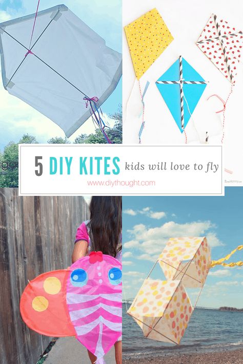 5 Diy Kites Kids Will Love To Fly - diy Thought Make Your Own Kite, Making Kites Preschool, Make A Kite That Flies, Diy Kites For Kids That Fly Easy, How To Make Kites For Kids, Diy Kites Kids, Diy Kite That Flies, Kite Making Ideas For Competition, Diy Kites That Fly