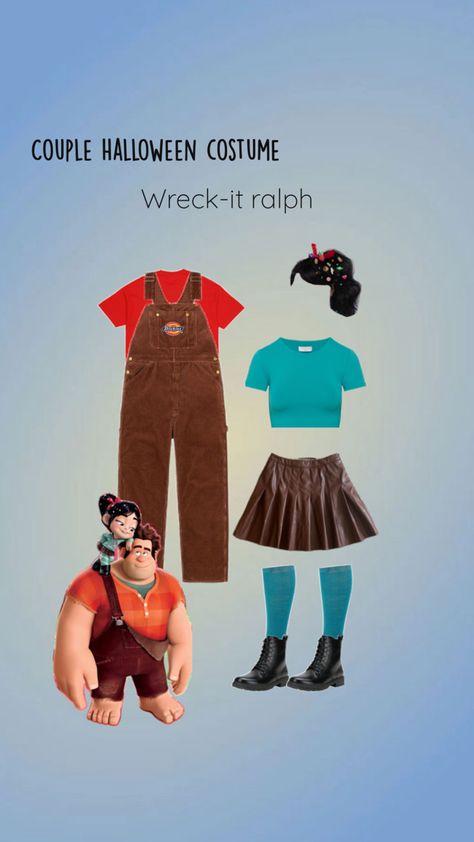 Wreck-it Ralph Penelope And Wreck It Ralph Costume, Wreck It Ralph And Vanellope Costume, Wreck It Ralph Halloween Costume, Wreck It Ralph Halloween, Wreck It Ralph Costume, Vanellope Y Ralph, Tarzan And Jane, Couples Costume, Wreck It Ralph