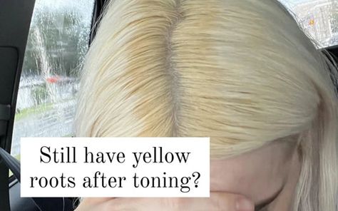 Toner For Yellow Hair, Bleached Roots, Tone Yellow Hair, Healthy Blonde Hair, Pale Blonde Hair, Blonde Toner, Yellow Highlighter, Bleach And Tone, Brassy Hair