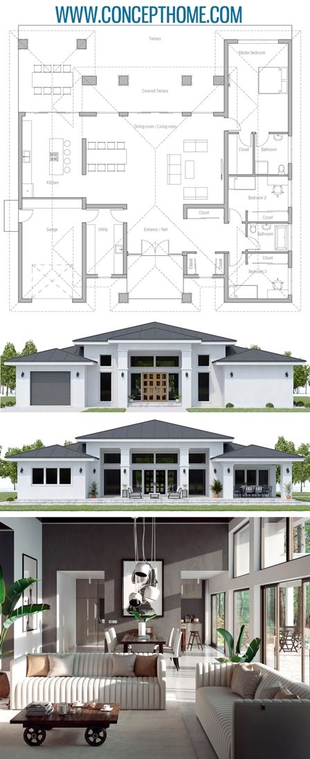 Modern Glass House, Modern Contemporary House Plans, Modern Floor Plans, Layout Architecture, Contemporary House Plans, Modern Architecture House, Inside And Outside, House Blueprints, New House Plans