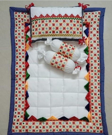 Shyam Art on Instagram: “Hand work baby metress set..... 1550” Baby Bedding Set, Designer Bed Sheets, Kutch Work Designs, Embroidery Designs Baby, Hand Work Design, Baby Sheets, Kutch Work