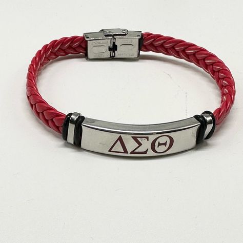 Delta Sigma Theta Leather Bracelet Stainless Steel Adjustable Delta Sigma Theta Gifts, Egyptian Bracelet, Gucci Bracelet, Bracelet Packaging, Owl Bracelet, Brass Bangle, Inspirational Bracelets, Delta Sigma Theta, Gold Charm Bracelet