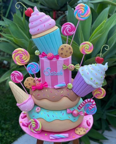 Candy Theme Cake, Candyland Cake, Candy Theme Birthday Party, Candy Themed Party, Candy Land Birthday Party, Custom Birthday Cakes, Candyland Birthday, Sprinkle Baby Shower