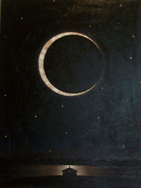 Crescent moon by John Robinette | Flickr #art #painting #moon #dark #night #stars Moon Aethstetic, Sun Moon Stars, Moon Night, Beautiful Moon, Night Painting, Moon Magic, British Library, The Night Sky, Moon Art