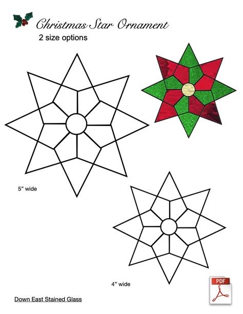 Epp Ornaments, Christmas Stained Glass Ideas, Christmas Stained Glass Patterns, Glass Etching Diy, Etching Diy, Stained Glass Star, Glass Painting Patterns, Sewing Projects Free, Stained Glass Pattern