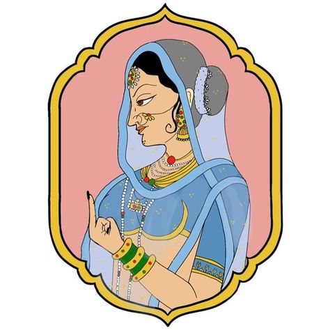 Indian Feminist Art & Apparel on Instagram: “‘A Maharani Mood’ available soon from our store. Inspired by Traditional Mughal art and @heleenatattoos 🔥” Funny Art Prints, Indian Illustration, Mughal Art, Indian Folk Art, Indian Art Paintings, Feminist Art, Painting Art Projects, India Art, Funny Art