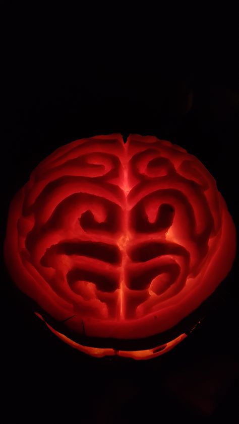 Swirly Pumpkin Carving, Expert Pumpkin Carving Ideas, Prize Winning Pumpkin Carving, Pumpkin Brain Carving, Science Pumpkin Carving Ideas, Pumpkin Carving Brain, Gory Pumpkin Carving, Pumpkin Shaving Carving, Shaved Pumpkin Designs