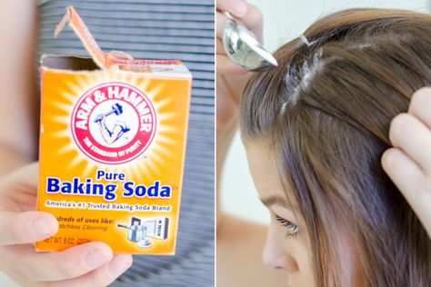 Replace your dry shampoo with baking soda when you're in a pinch. Baking Soda Hacks, Diy Shampoo Recipe, Baking Soda Scrub, Baking Soda For Hair, Coffee Face Scrub, Baking Soda Benefits, Soda Brands, Natural Kitchen, Baking Soda Uses