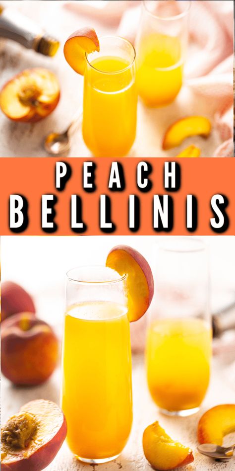 Easy Peach Bellini Recipe: This genius hack means you can enjoy a Bellini at a moment's notice! Bellini Recipe Easy, Peach Bellini Recipe Easy, Peach Bellini Jam, White Peach Bellini, Milestones Peach Bellini Recipe, Peach Bellini Mocktail Recipe, Peach Bellini Recipe, Bellini Recipe, Cookie Crisp