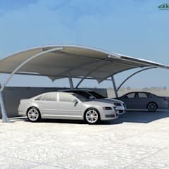 Car parking shade structures | homify Car Parking Shade, Carport Shade, Solar Pergola, Car Porch Design, Modern Carport, Modern Window Grill, Garage Pergola, Car Shed, Car Porch