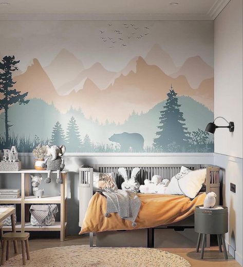 Mountain Murals, Animals Underwater, Room Murals, Kids Room Murals, Nursery Mural, Nursery Room Design, Bedroom Murals, Baby Room Inspiration, Mural Ideas