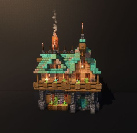 #minecraft #minecraftbuild #starterbase #starterhouse #copper #junglewood Minecraft Houses With Copper, Minecraft Mining Town, Copper Tower Minecraft, Minecraft Glass Bridge, Minecraft Oxidised Copper Builds, Steampunk Minecraft Builds Easy, Copper Build Minecraft, Medieval Starter House Minecraft, Minecraft House Copper Roof