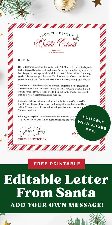 Free Santa Cam Letter, Santa Warning Letter Free Printable, Free Santa Letter Printable, Letters From Santa Printable Free, Letter From Santa To Kids Free Printable, Free Printable Letters From Santa, Christmas Letter Template Free, Santa Claus Letter Template, Free Santa Letter Template