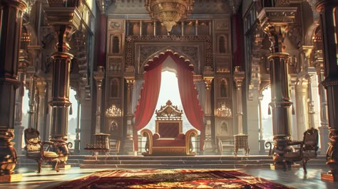 Cinematic Shot of Indian Throne in High Resolution Indian Throne Room, Indian Throne, Queens Throne, Main Aesthetic, Fantasy Locations, Inspirational Digital Art, Photography Movies, Throne Room, Photography Games