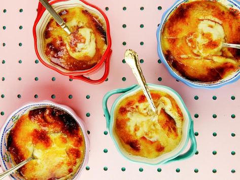 Creme Brulee Without a Torch Recipe | Raiza Costa | Food Network Creme Brulee Recipe Easy, Mascarpone Recipes, Cooking Torch, Creme Brulee Recipe, Crostini Recipes, Classic Desserts, Cooking Show, Breakfast Dessert, Food Network