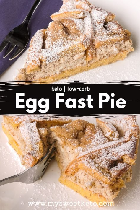 Eggs are simply awesome. There's just so much you can make with them! This egg fast dessert (Egg fast pie) consists almost solely of eggs, cream cheese, and butter. #keto #lowcarb Eggfast Recipes, Eggs Cream Cheese, Baklava Recept, Keto Plateau, Egg Fast Diet, Keto Egg Fast, No Egg Desserts, Fast Desserts, Ketogenic Desserts