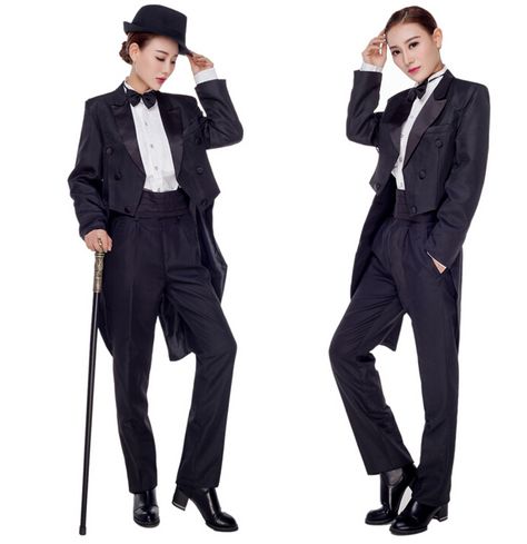 Women Tuxedo Costume Magician Clothes for Adult Female Jazz Dance Performance Clothing-in Pant Suits from Women's Clothing & Accessories on Aliexpress.com | Alibaba Group Magician Costume Female, Womens Tailcoat, Tailcoat Women's, Piano Outfit, Magician Outfit, Women Tuxedo, Geraldine Fitzgerald, China Dance, Magician Costume