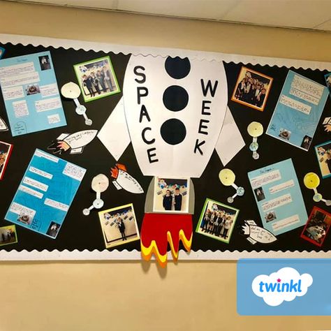 3, 2, 1… Blast off! This Space themed classroom display is perfect for celebrating World Space Week and science! Create your own eye-catching Space Week display with our range of space-themed teaching resources, click to download from the Twinkl website. #space #spaceweek #spacethemed #spaceclassroom #classroomideas #classroominspiration #classroomideas #teachingresources #teachingideas #teachers #twinkl #twinklresources #rockets #planets #astronauts Classroom Display Ideas, Space Themed Classroom, World Space Week, Computer Lab Decor, Lab Decor, Space Week, Space Activities For Kids, Alien Crafts, Space Classroom