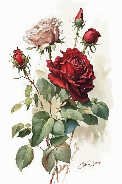 Free Watercolor Flowers, Ear Tattoo Ideas, Roses Painting, Whimsical Art Journal, Ear Tattoos, Calligraphy Art Print, Lovely Flowers Wallpaper, World Wide Web, Watercolor Flower Art