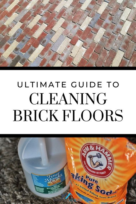 Brick floors should be cared for on a regular basis to keep them looking their best. Read this article and learn the perfect way to do it! #homeviable #homeDIY #cleaningDIY #floorcleaning Epoxy Over Brick Floor, Brick Cleaner Indoor, How To Seal Brick Floors, Cleaning Brick Floors, How To Clean Brick Floors, Cleaning Brick, Stone Kitchen Floor, Brick Floor Kitchen, Brick Tile Floor