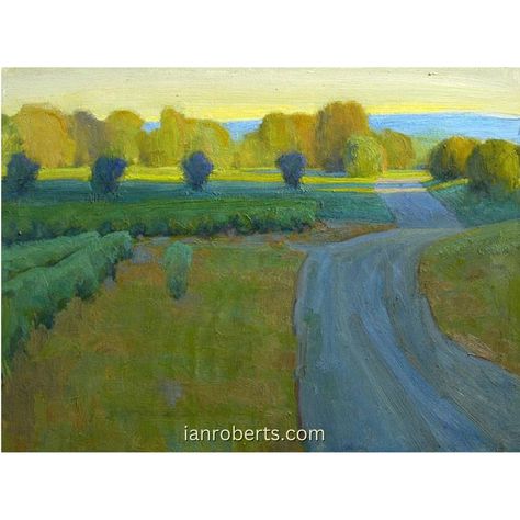 Ian Roberts. Back Towards Caromb, 20 x 24 inches, oil on canvas #simplify #artpractice #paintingsunshine #paintingshadows #paintinglight #vibrantcolors #vibrantcolor #californiaartist #landscape #pleinairartist #landscapeoilpainting #landscapepainting #oiloncanvas #franceoilpainting #oilpainting #landscapeart #laartist #ianrobertsartist #masteringcomposition Ian Roberts, Art Practice, Light Painting, Oil Painting Landscape, Landscape Art, Plein Air, Landscape Paintings, Oil On Canvas, Oil Painting