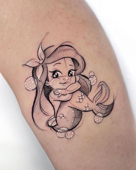 Disney Stitch Tattoo, Disney Inspired Tattoos, Disney Tattoos Small, Disney Sleeve Tattoos, Mermaid Tattoo Designs, Stitch Tattoo, Princess Tattoo, Mom Tattoo Designs, Mommy Tattoos