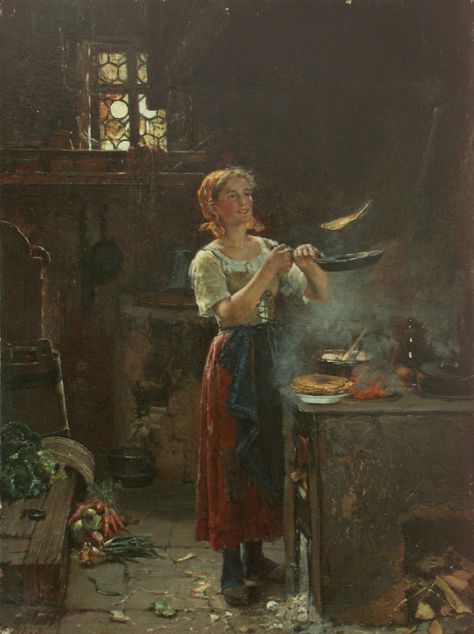 1873 Omelette - Otto Piltz, German Heritage Paint, Cottage Painting, Russian Painting, European Paintings, German Art, Original Art Painting, Classic Paintings, Great Paintings, European Art