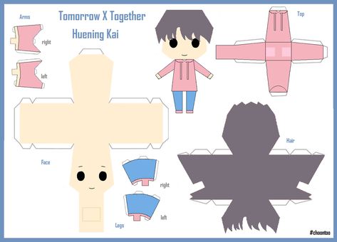 [TXT] [Paper Craft] Crown Photo Shoot Ver - Huening Kai Txt Papercraft, Kpop Papercraft, Paper Toys Diy, Paper Toy Printable, Paper Craft Tools, Crown Photos, Paper Toys Template, Paper Doll Template, Papercraft Templates